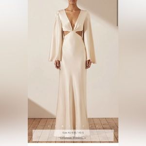 Shona Joy LA LUNE FLARED SLEEVE OPEN BACK MAXI DRESS - CREAM